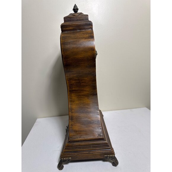 Vintage Wooden Mantel Clock Hand Painted Floral Design & Roman Numerals - Picture 6 of 7